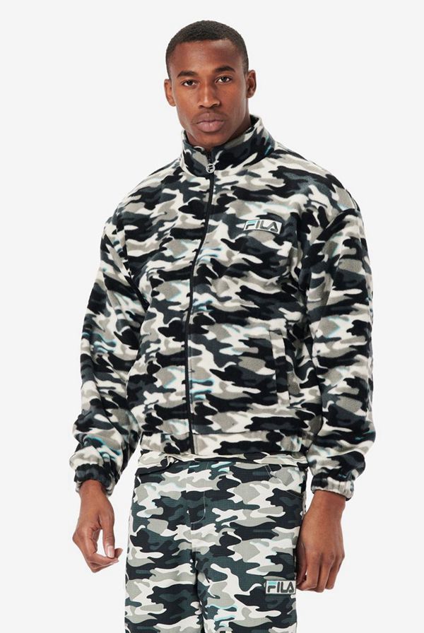 Chaquetas Fila Hombre Negras / Azules Turquesa - Frantry Camo Sherpa - España 206518LXH